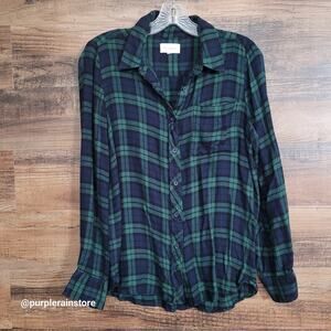 Mellody Flannel Plaid Shirt M Super Soft Pocket Stretch Fall Hipster Streetwear